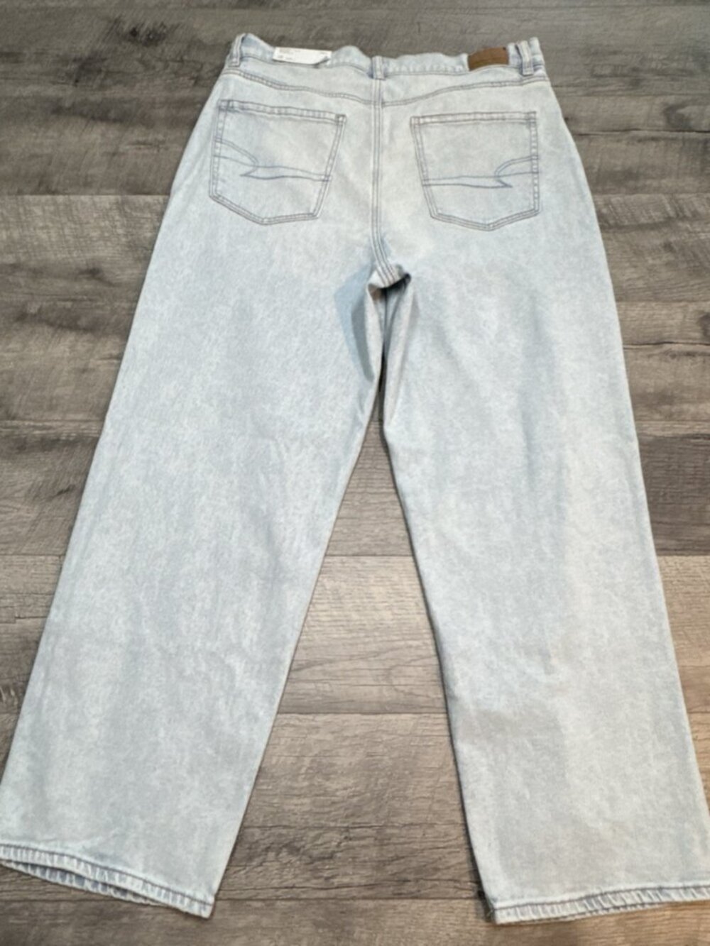 American Eagle Baggy Jeans Womens 14 Light Denim Highest Rise Straight 32x28 NEW